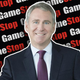 Citadel Security CEO Kenneth Griffin poses in front of a photoshopped background of GameStop logos.